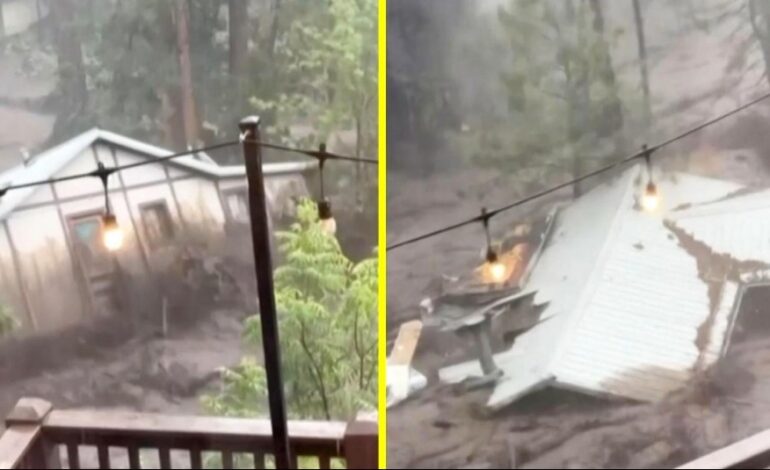 UNA CASA ES ARRASTRADA POR LAS INUNDACIONES EN NUEVO MÉXICO.