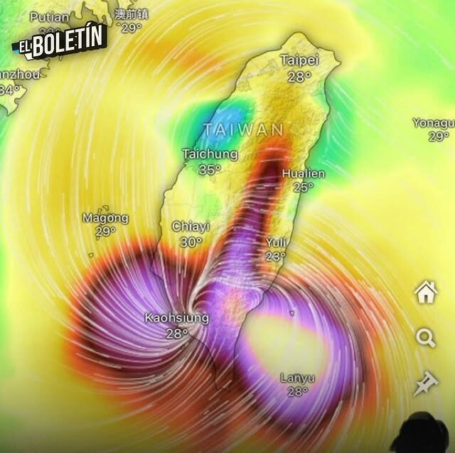 EL TIFÓN PODUL AZOTÓ SUR DE TAIWÁN CON FUERTES VIENTOS, LLUVIAS TORRENCIALES Y TORMENTAS Y MILES DE DESPLAZADOS