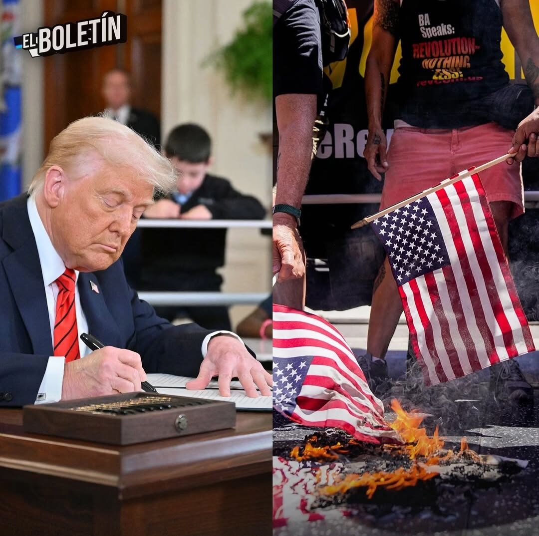 TRUMP FIRMÓ UNA ORDEN EJECUTIVA QUE BUSCA PENALIZAR CON UN AÑO DE CÁRCEL A PERSONAS QUE QUEMEN BANDERAS DE EUA